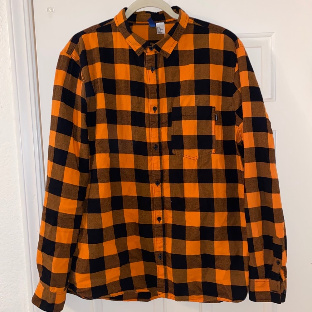 H&M Orange and Black Flannel